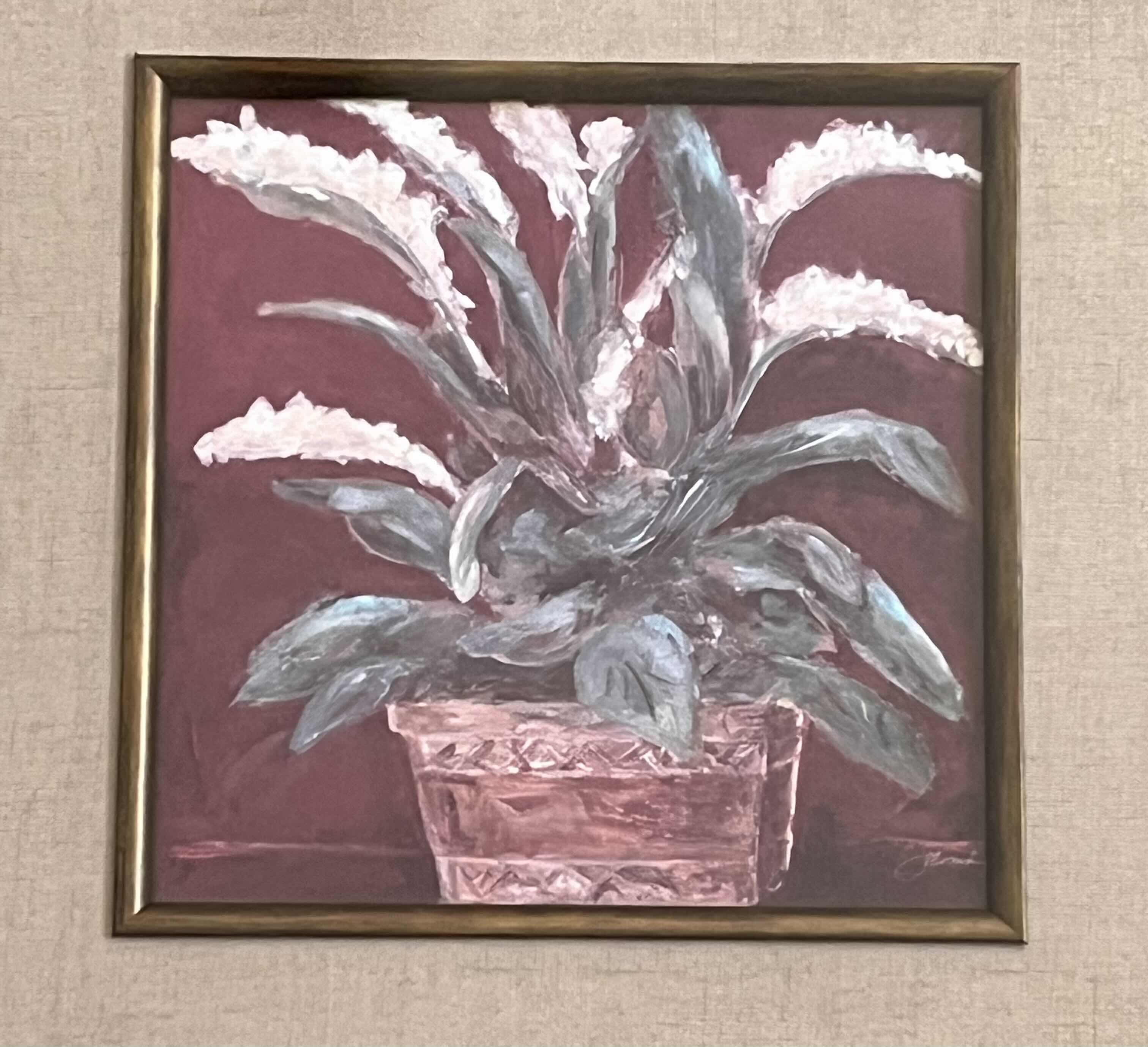 Photo 2 of PAINTED PLANT FRAMED ARTWORK SIGNED BY ARTIST 20.5” X 20.5”