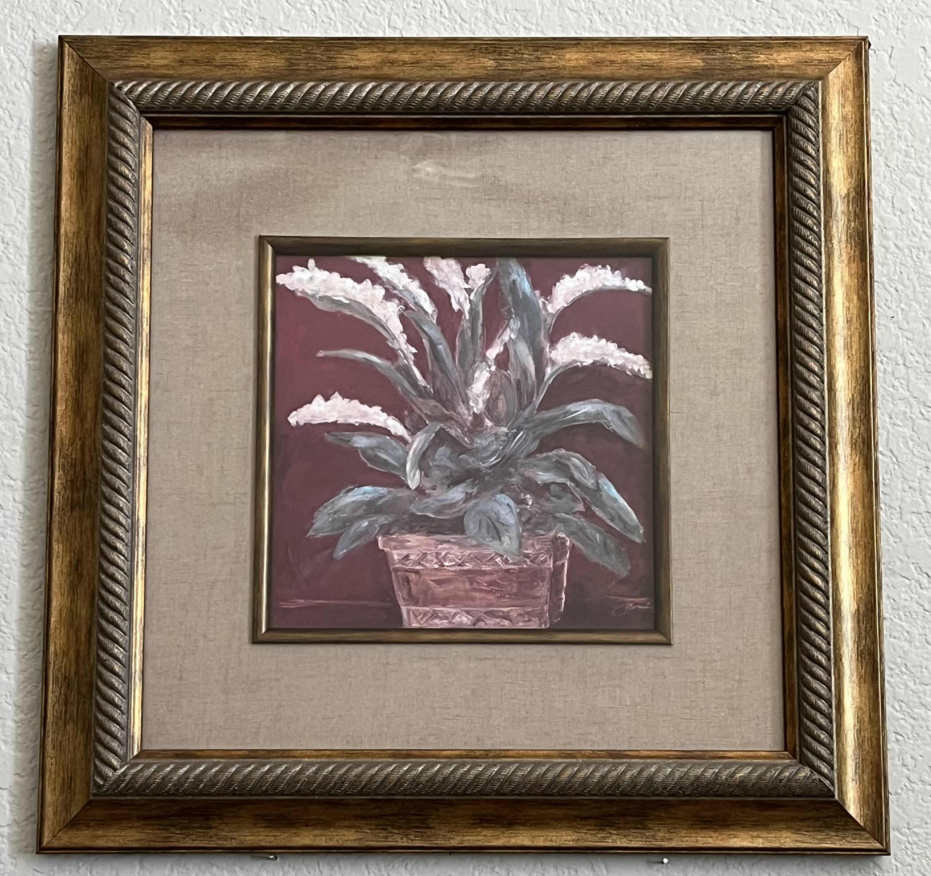 Photo 1 of PAINTED PLANT FRAMED ARTWORK SIGNED BY ARTIST 20.5” X 20.5”