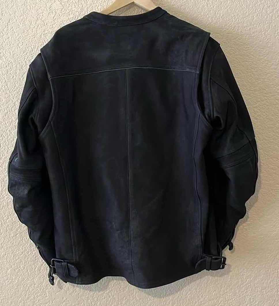 Photo 2 of STREET & STEEL MATTE BLACK LEATHER MOTORCYCLE RIDING JACKET MENS LG