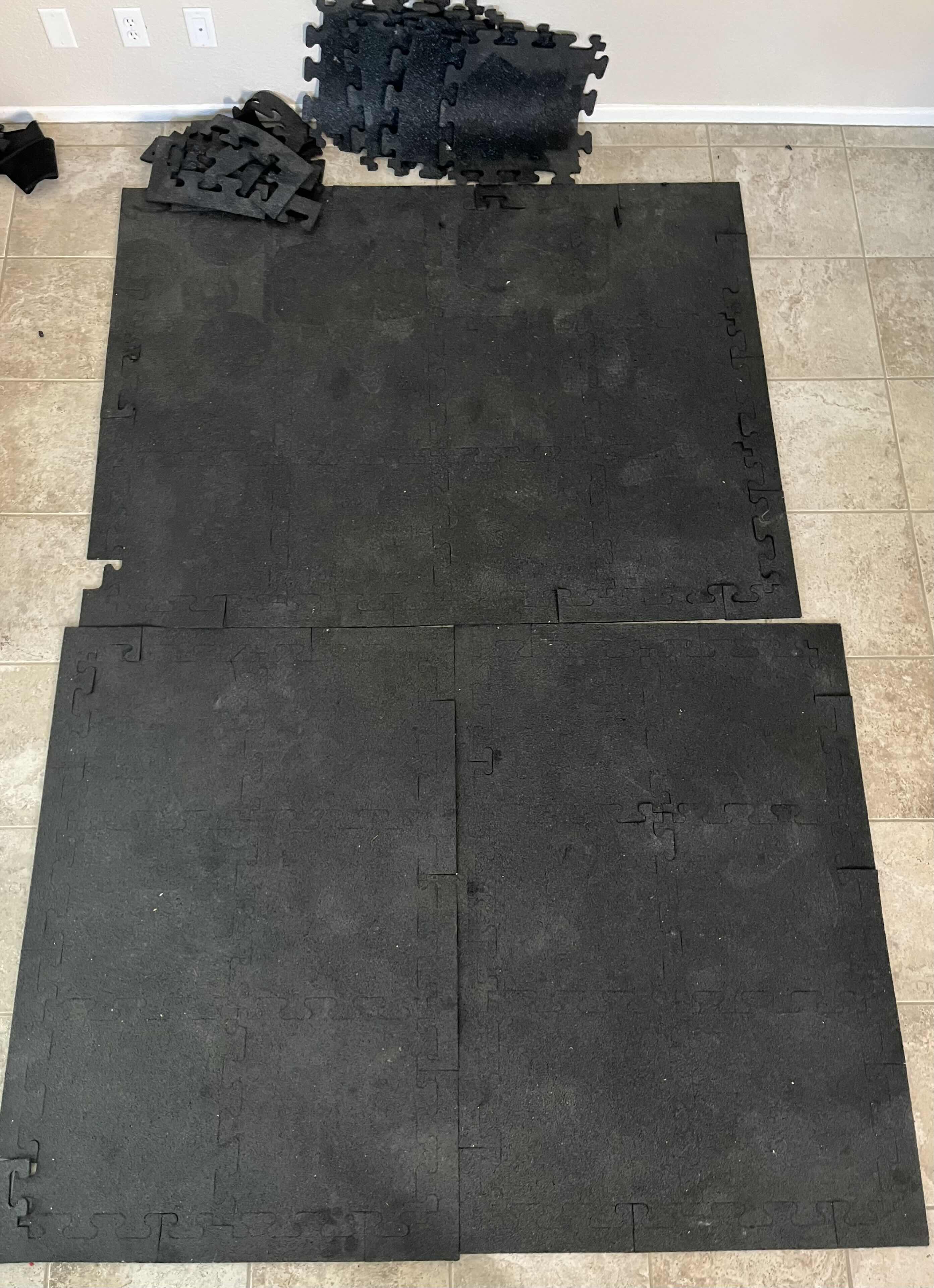 Photo 1 of RUBBER PUZZLE PIECE WORKOUT MAT W EXTRA PIECES 92” X 109”