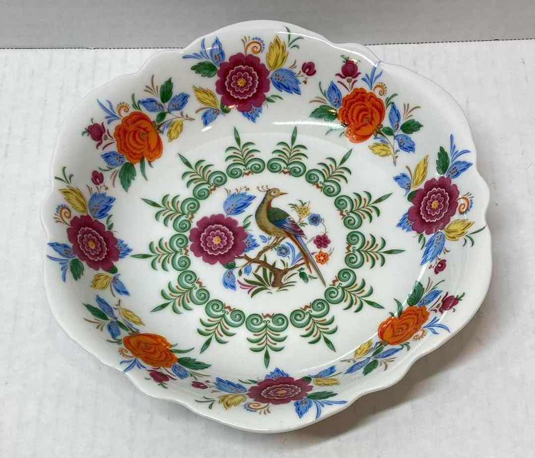 Photo 3 of LINDNER KUEPS BABARIA PORCELAIN CHINESE FLOWER & PEACOCK TEA BOX, CREAMER, & BOWL