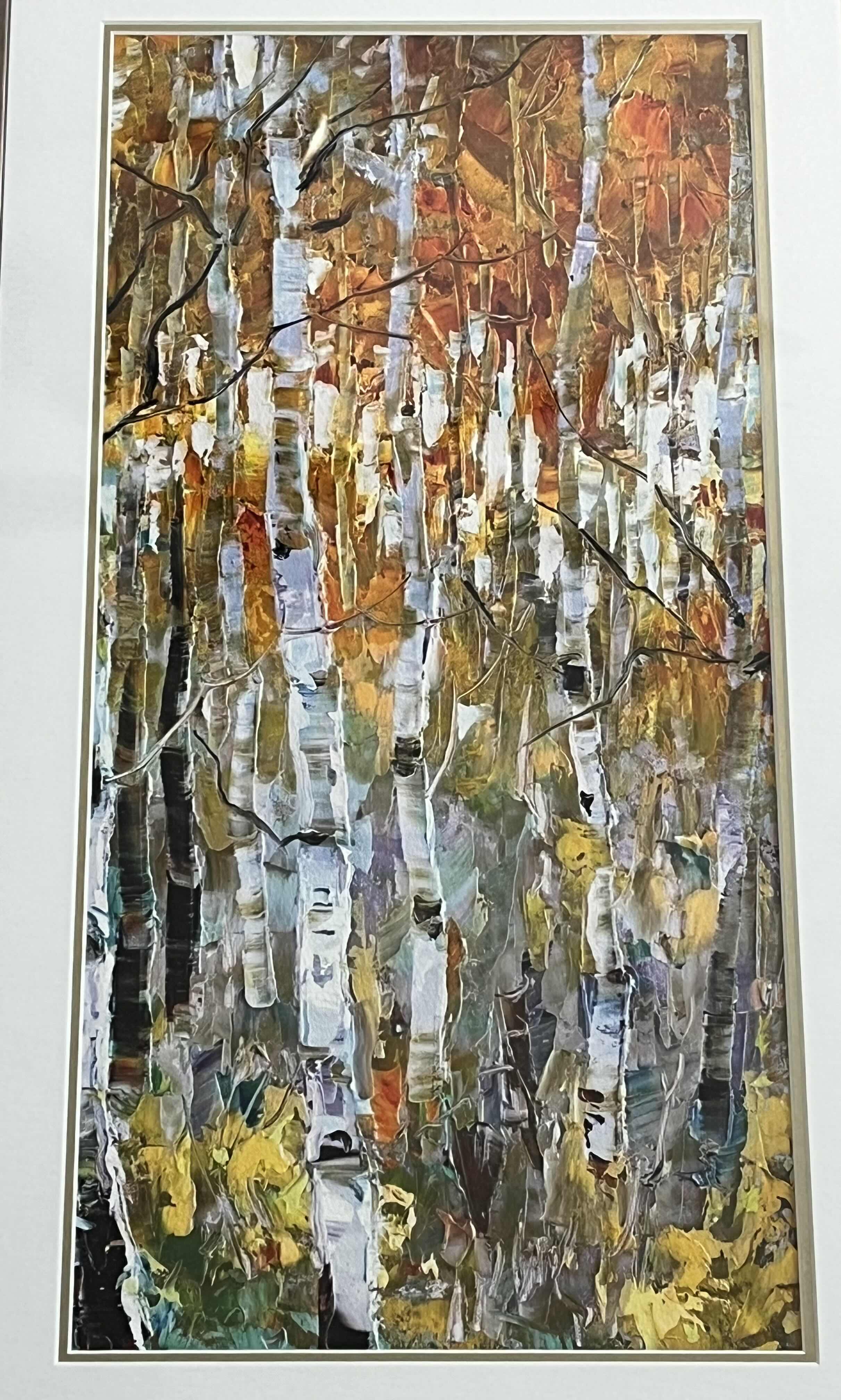 Photo 2 of VERTICAL ABSTRACT MULTI COLOR FRAMED ARTWORK SIGNED BY ROBERT MOORE 18” X 30”