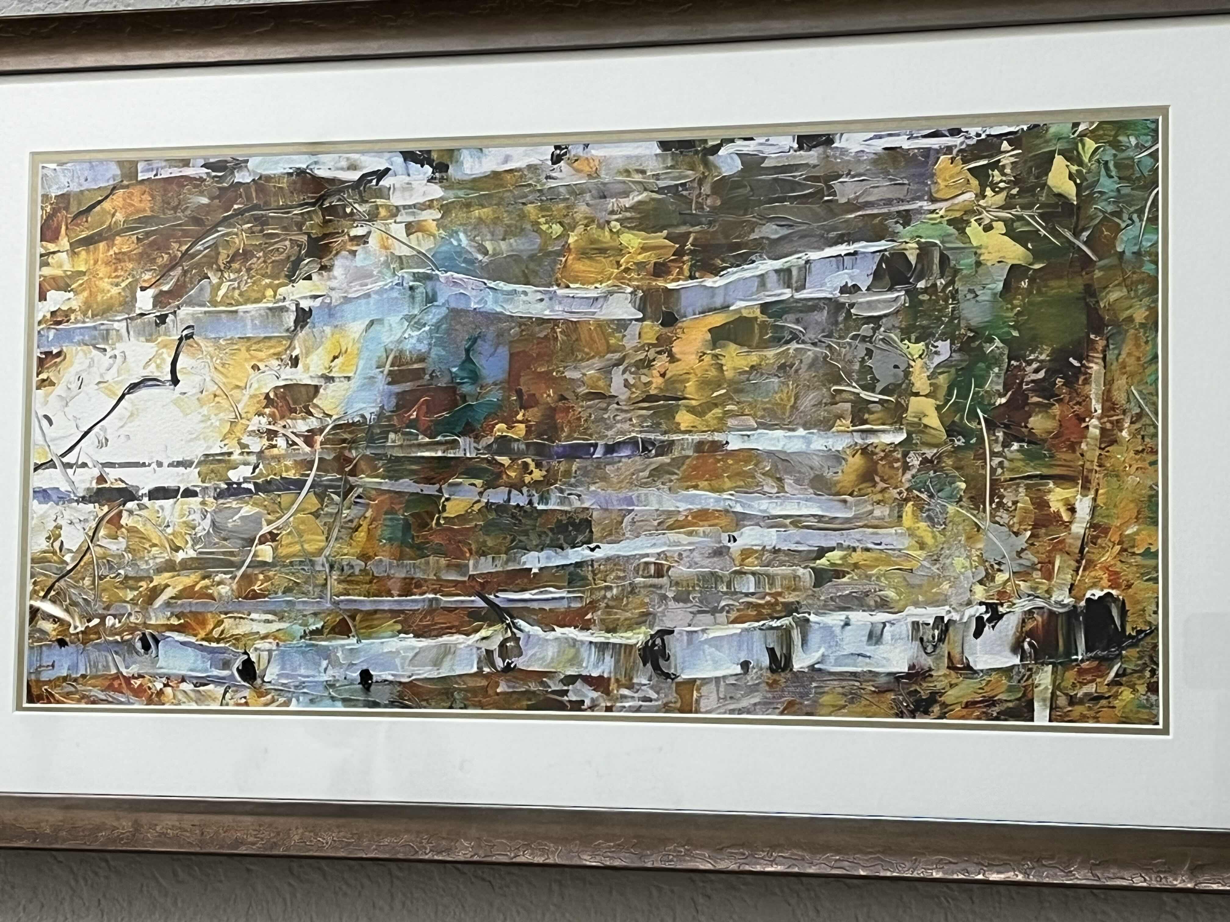 Photo 1 of VERTICAL ABSTRACT MULTI COLOR FRAMED ARTWORK SIGNED BY ROBERT MOORE 18” X 30”