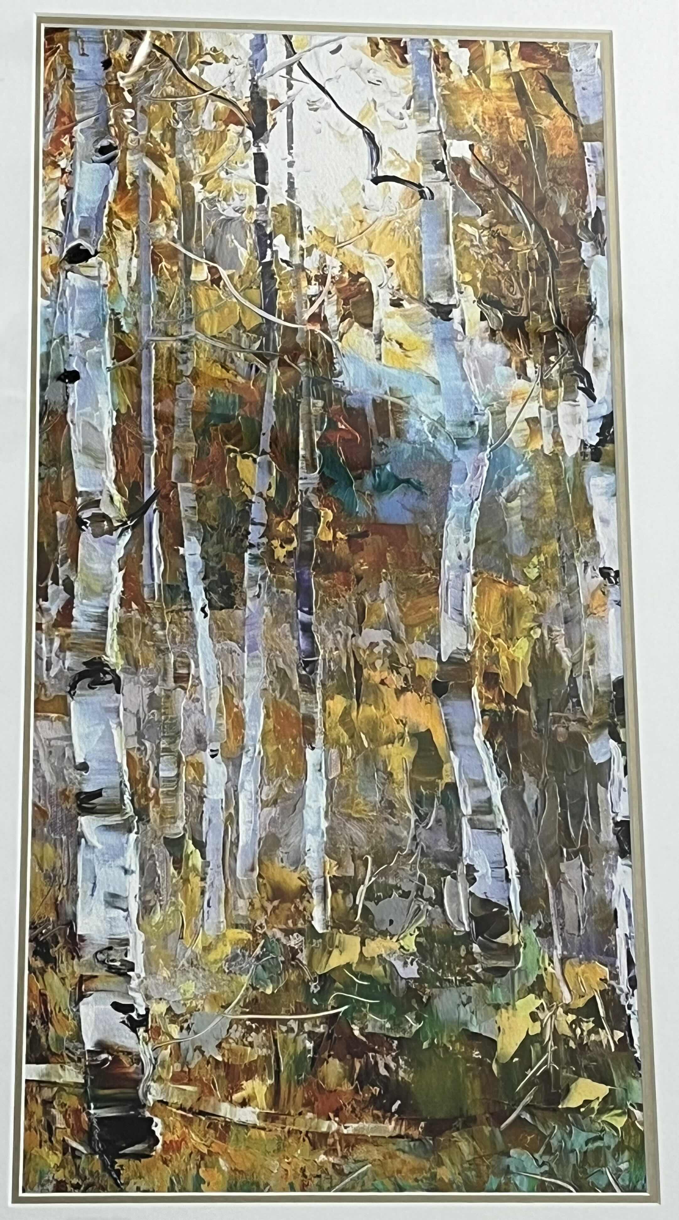 Photo 2 of VERTICAL ABSTRACT MULTI COLOR FRAMED ARTWORK SIGNED BY ROBERT MOORE 18” X 30”