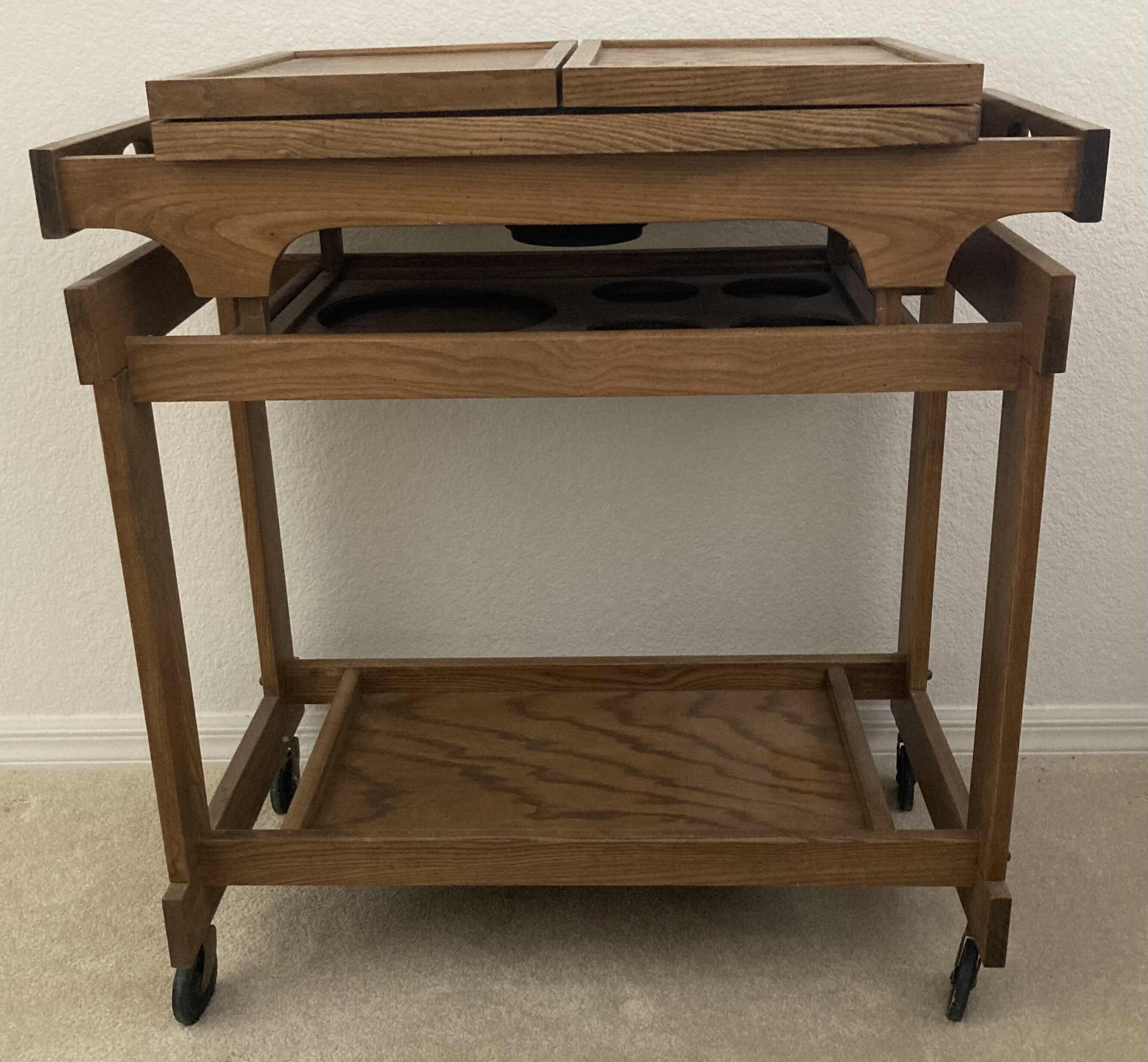 Photo 1 of UNITED STYLE WALNUT WOOD ROLLING BAR CART