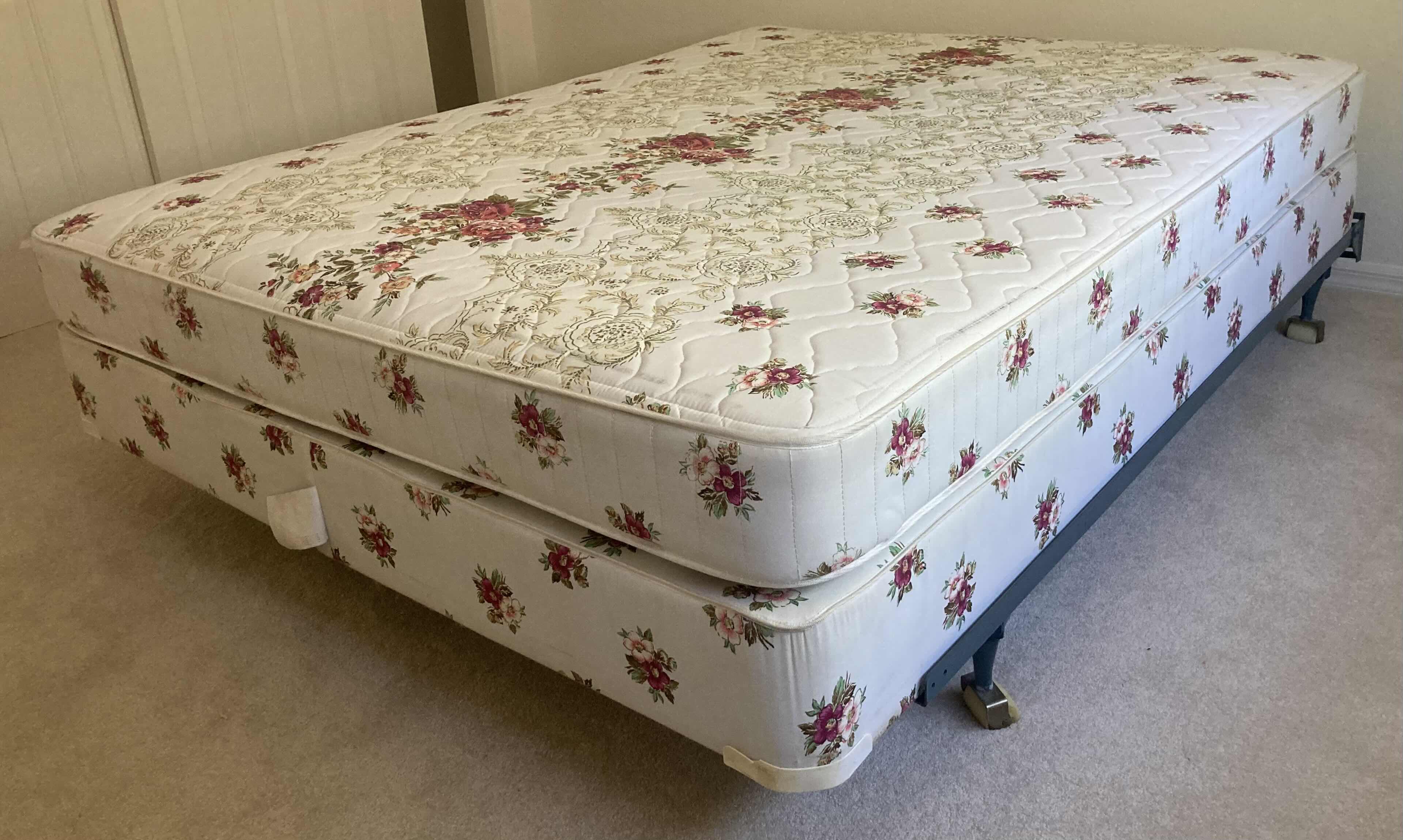 Photo 2 of SEALY MATTRESS COMPANY FLORAL QUEEN MATTRESS & BOX-SPRING W BED RAILING 60.5” X 80”