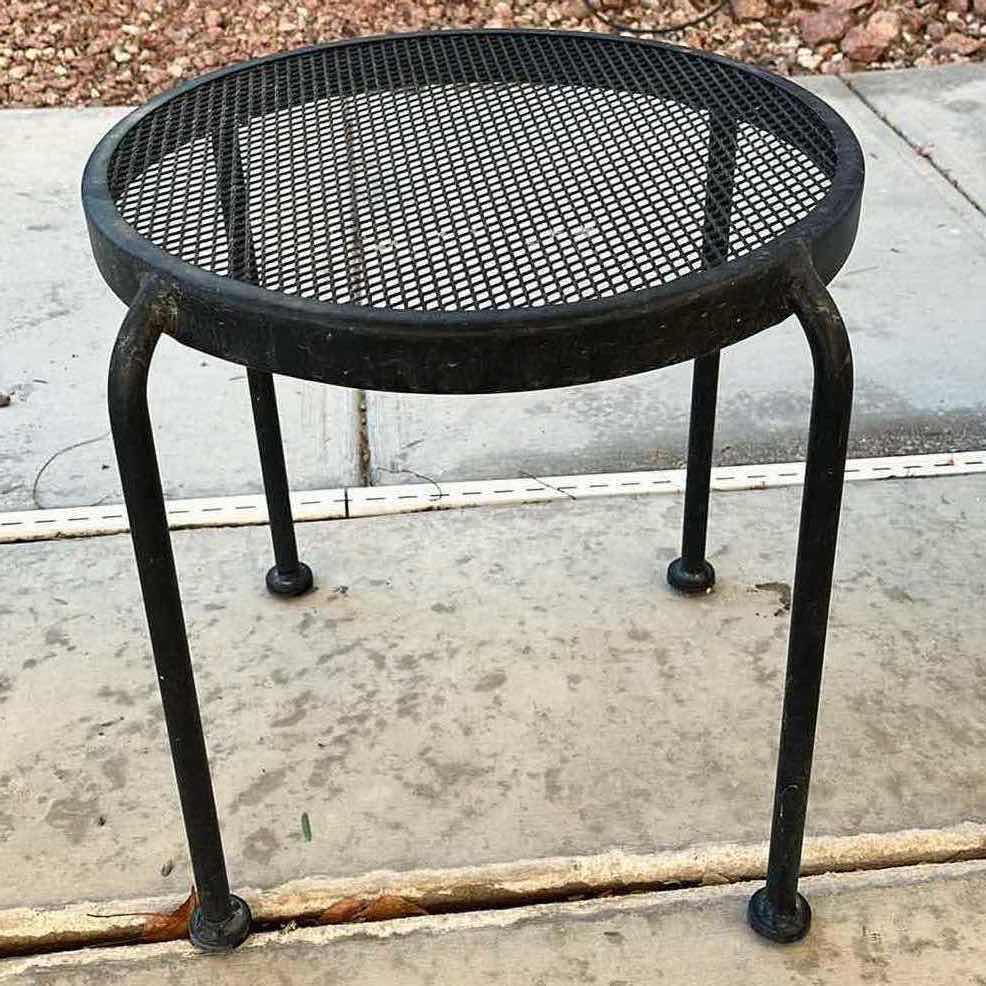 Photo 1 of BLACK FINISH METAL PATIO SIDE TABLE 16” X 17”