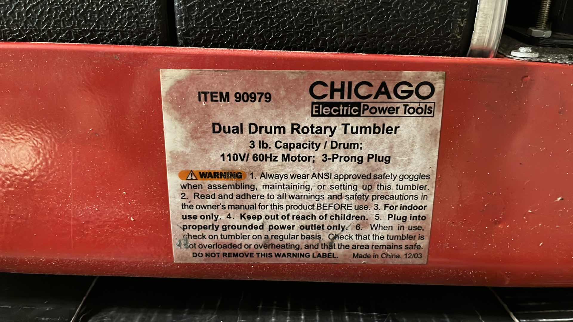 Photo 6 of CHICAGO ELECTRIC POWER TOOLS DUAL DRUM ROTARY ROCK TUMBLER MODEL 90879 W 5PC ROCK TUMBLING KIT