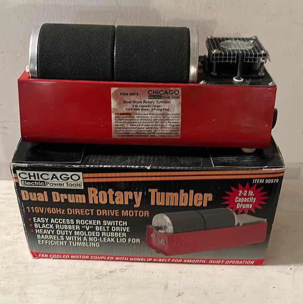 Photo 4 of CHICAGO ELECTRIC POWER TOOLS DUAL DRUM ROTARY ROCK TUMBLER MODEL 90879 W 5PC ROCK TUMBLING KIT