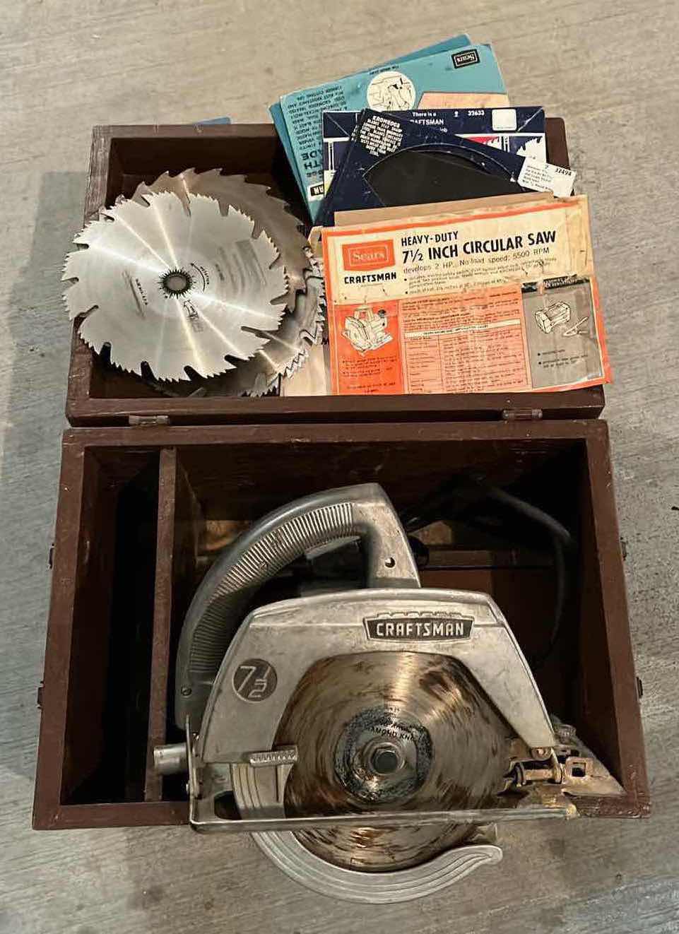 Photo 1 of SEARS CRAFTSMAN 7.5” CIRCULAR SAW W CUSTOM MADE WOOD CHEST 18” X 12” H13”