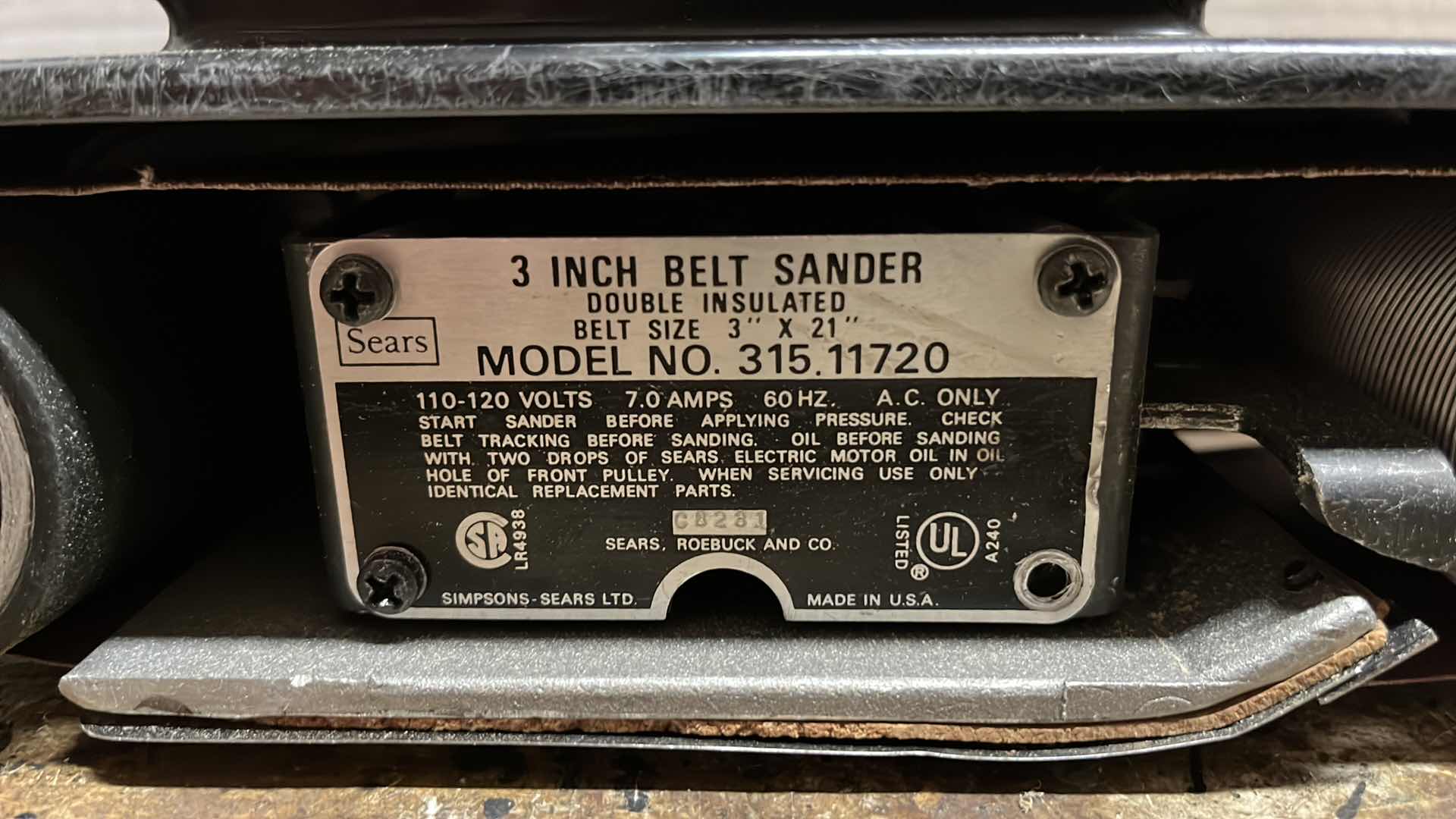 Photo 5 of CRAFTSMAN 3” BELT SANDER MODEL 31511720