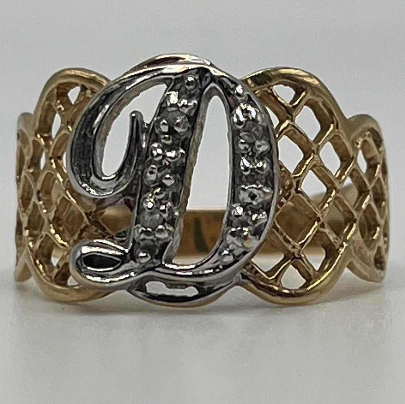 Photo 1 of GOLD RING LETTER D 14K BAND 2.9GRAMS WOMENS SIZE 8.5-9.5