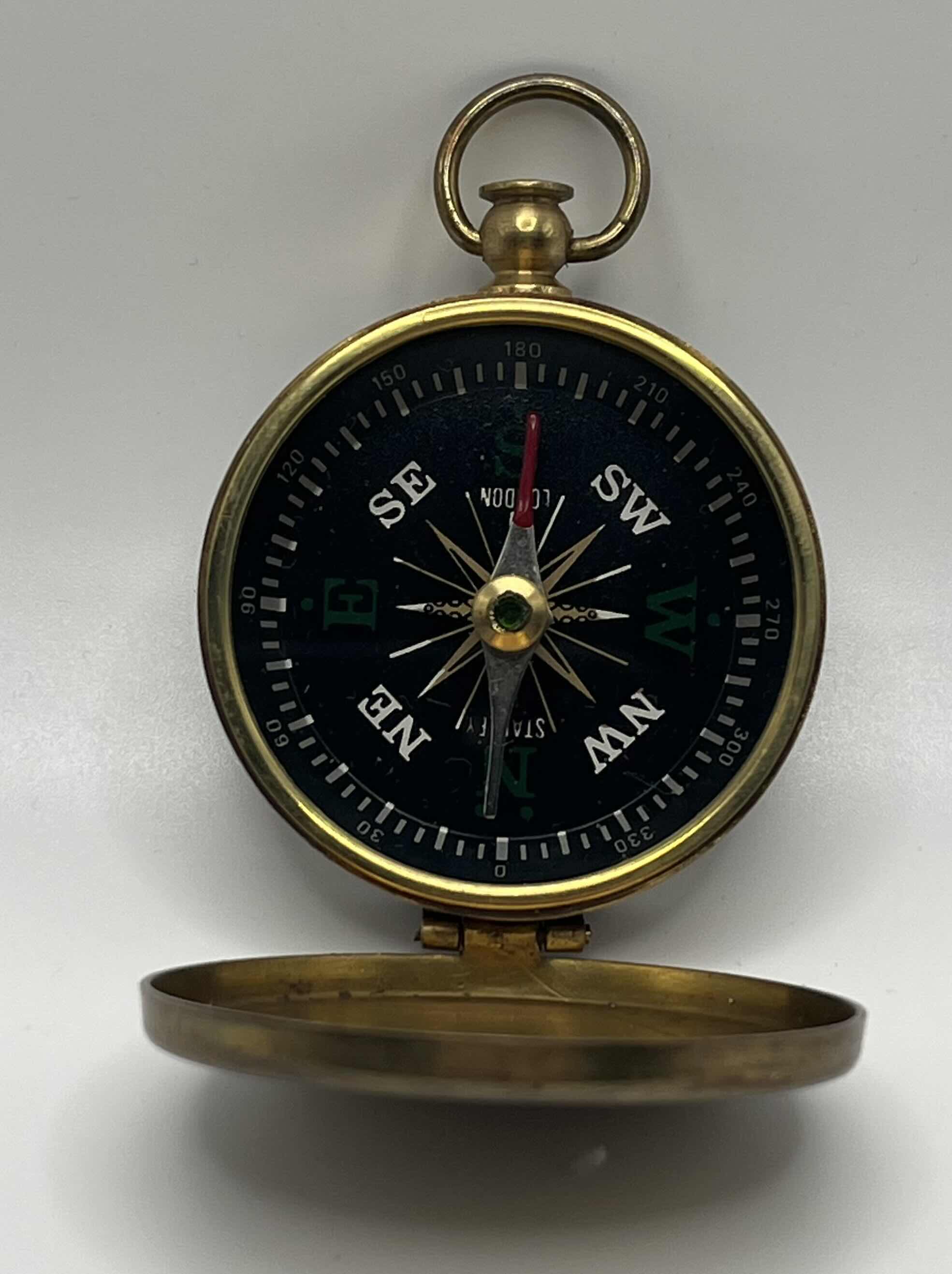 Photo 1 of STANLEY LONDON BRASS FINISH COMPASS MADE IN INDIA 1.75” X 2.5”