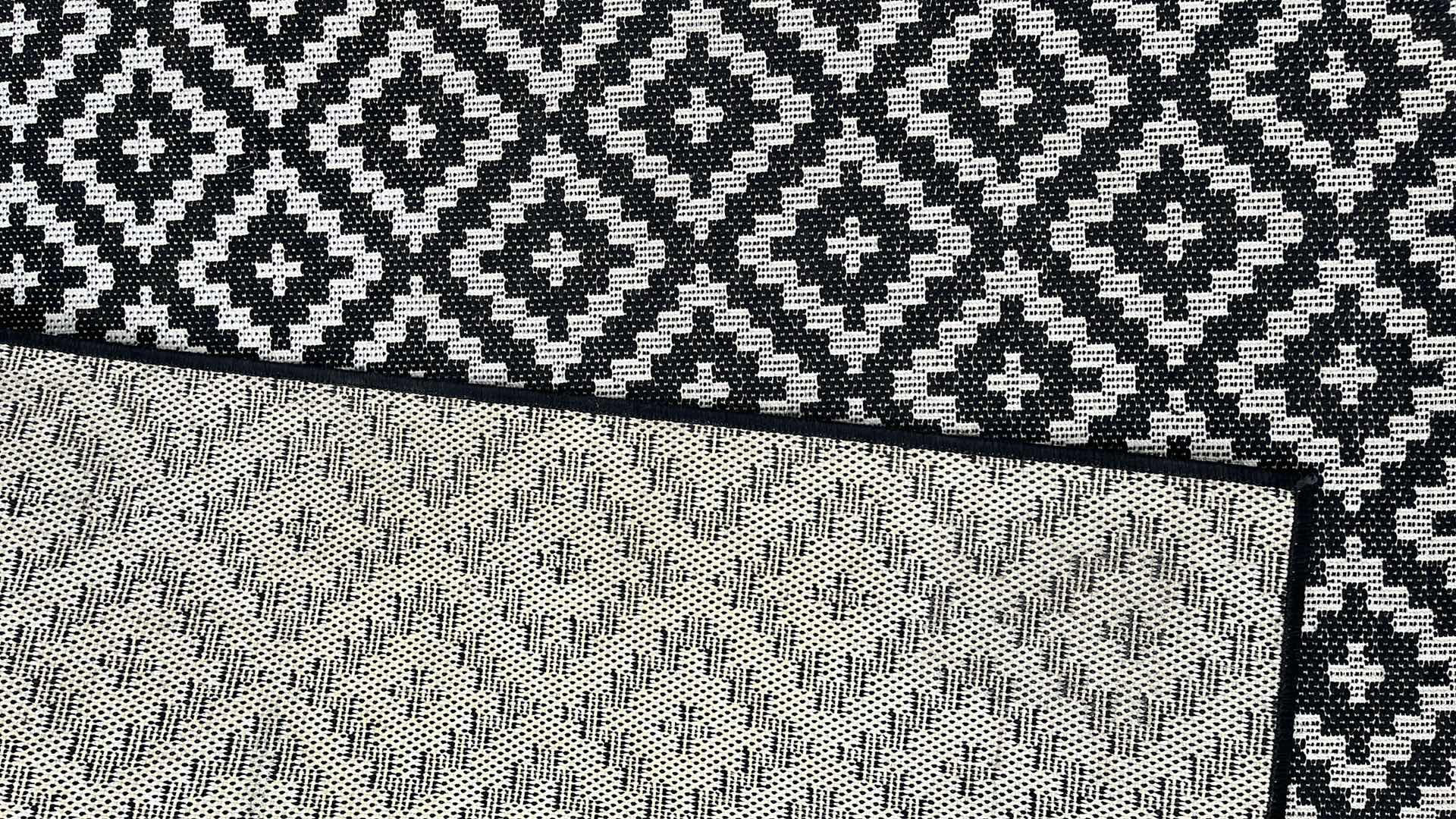 Photo 3 of DIAMOND MONO BLACK & WHITE PATIO RUG 60” X 86”