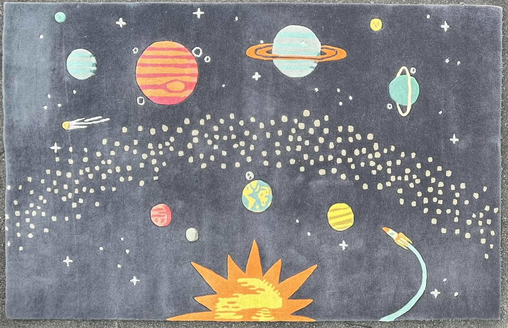 Photo 1 of CRATE & BARREL OUTER SPACE DARK BLUE WOOL AREA RUG 61” X 96”