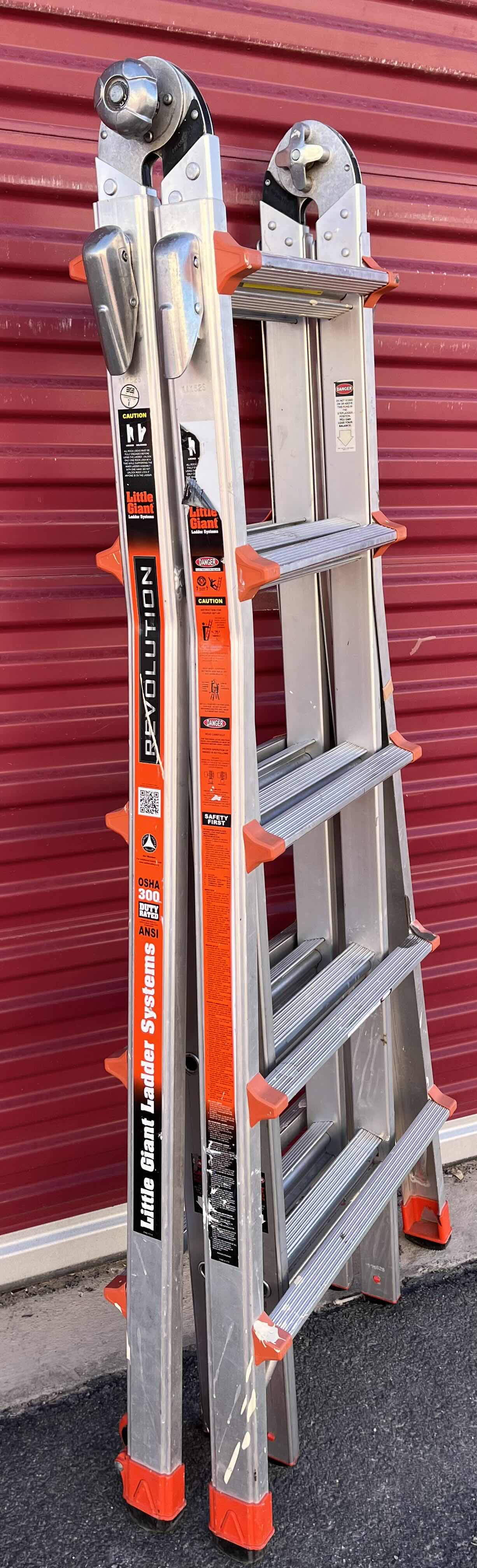 Photo 1 of LITTLE GIANT LADDER SYSTEM REVOLUTION OSHA HEAVY DUTY RATED MULTI-POSITION EXTENSION STEP LADDER MODEL 22