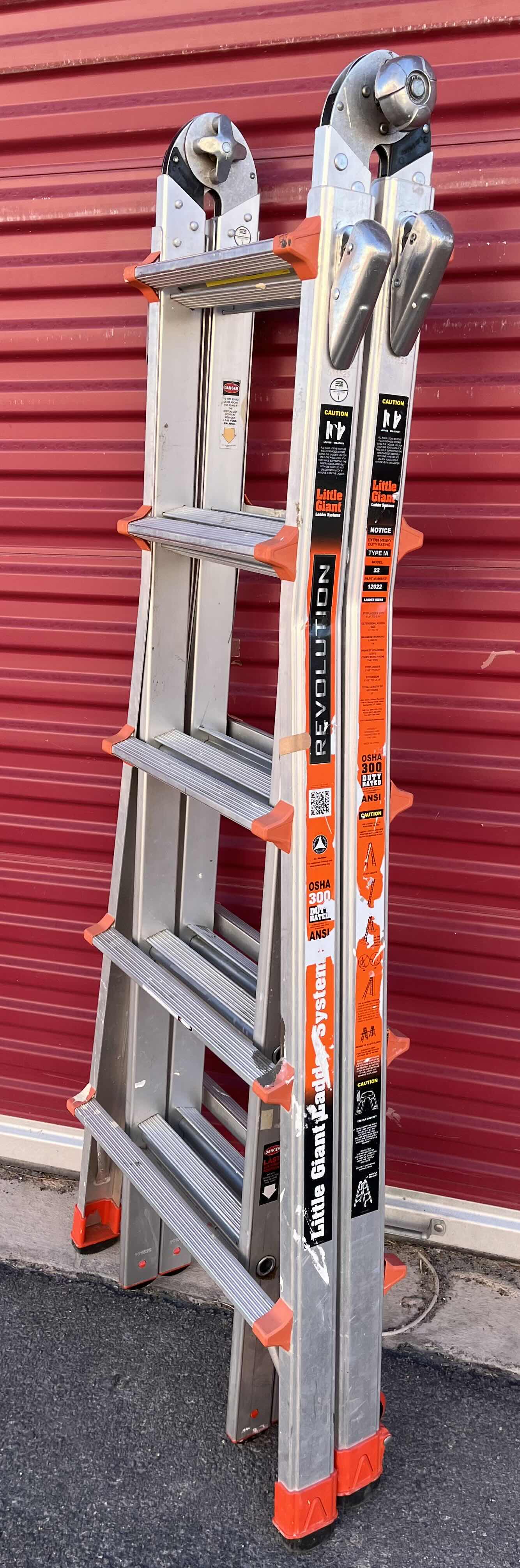 Photo 3 of LITTLE GIANT LADDER SYSTEM REVOLUTION OSHA HEAVY DUTY RATED MULTI-POSITION EXTENSION STEP LADDER MODEL 22