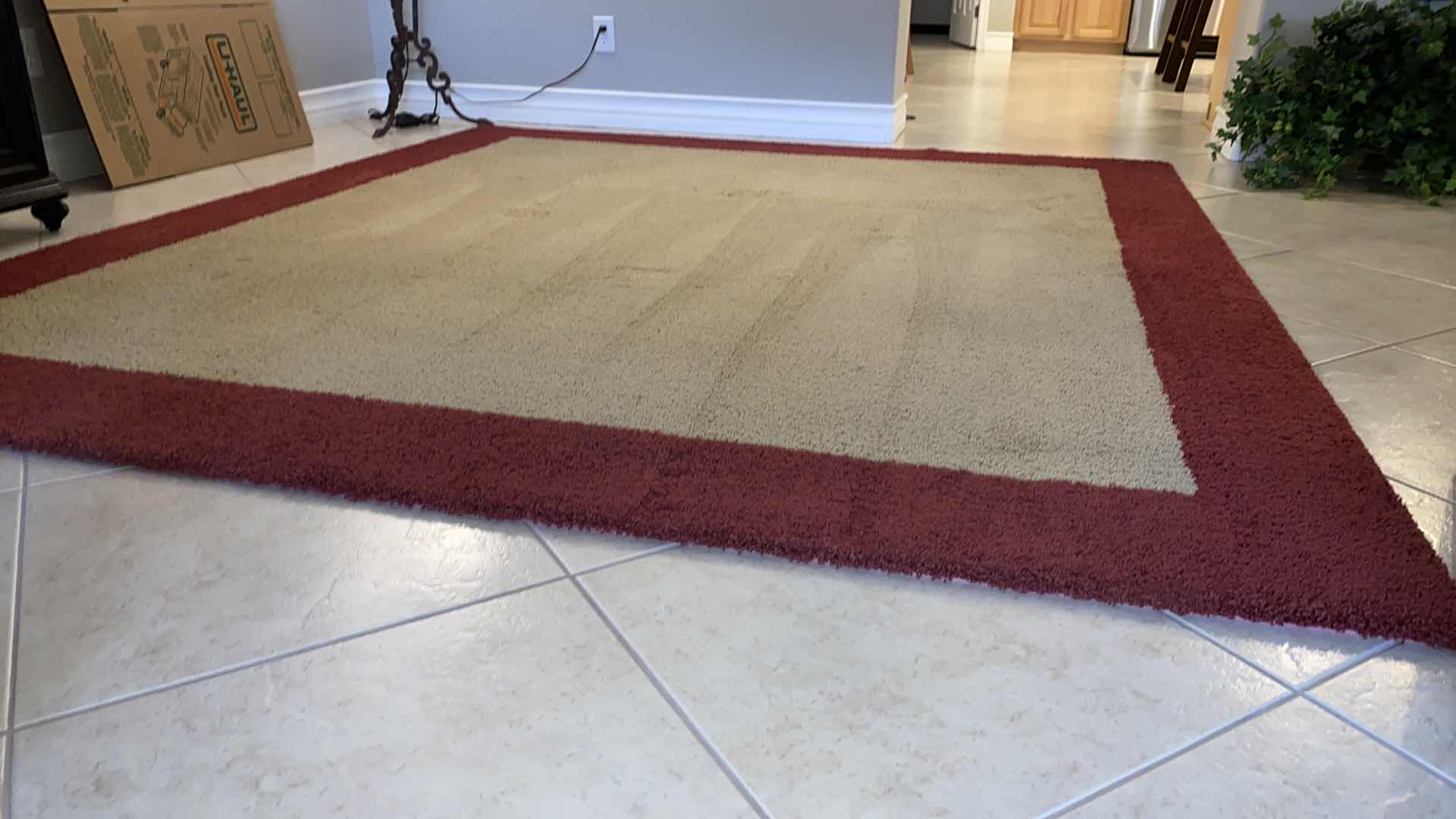 Photo 4 of CUSTOM DUPONT STAINMASTER RED AND TAUPE AREA RUG 8’ X 9’
