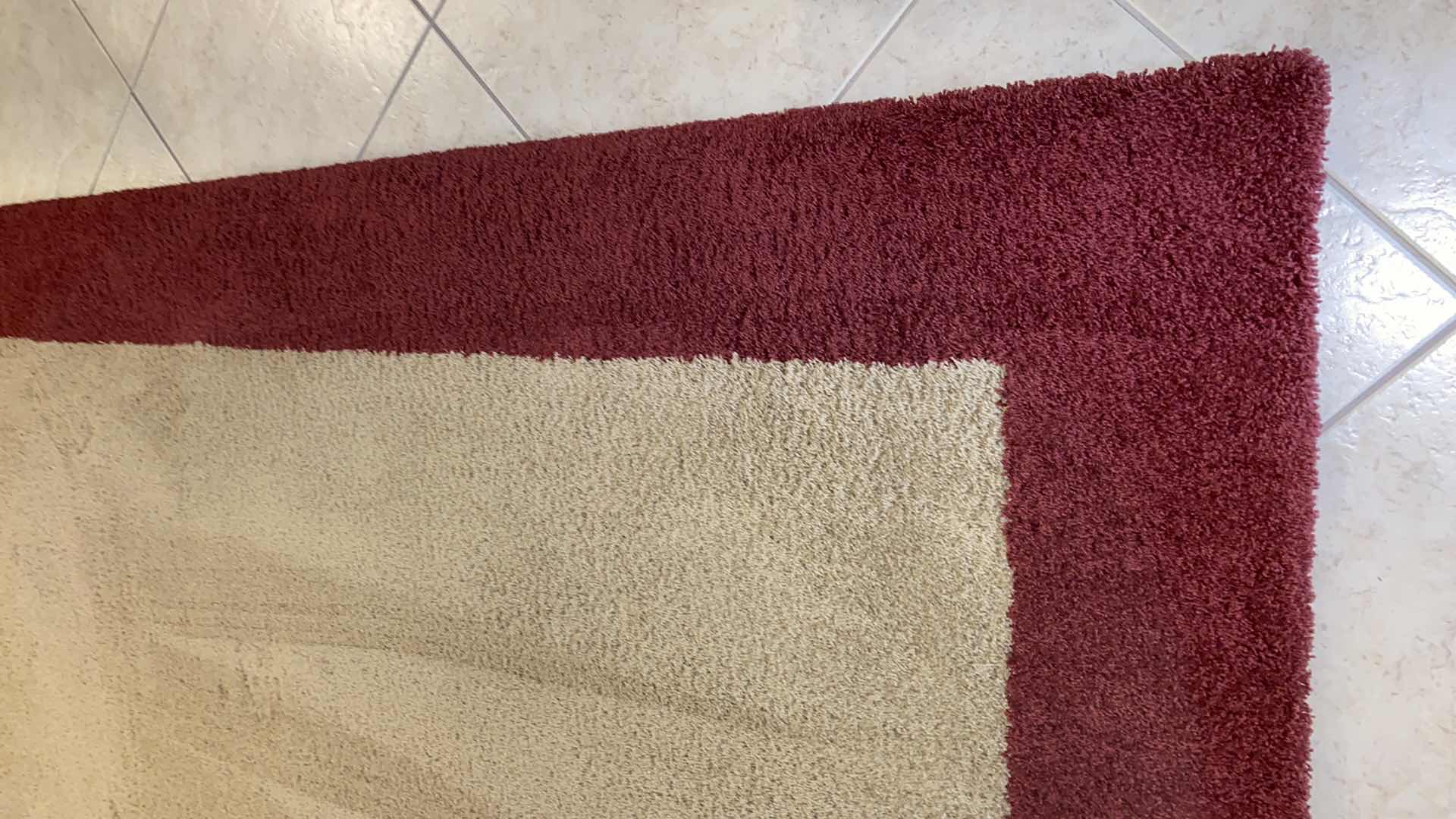 Photo 5 of CUSTOM DUPONT STAINMASTER RED AND TAUPE AREA RUG 8’ X 9’