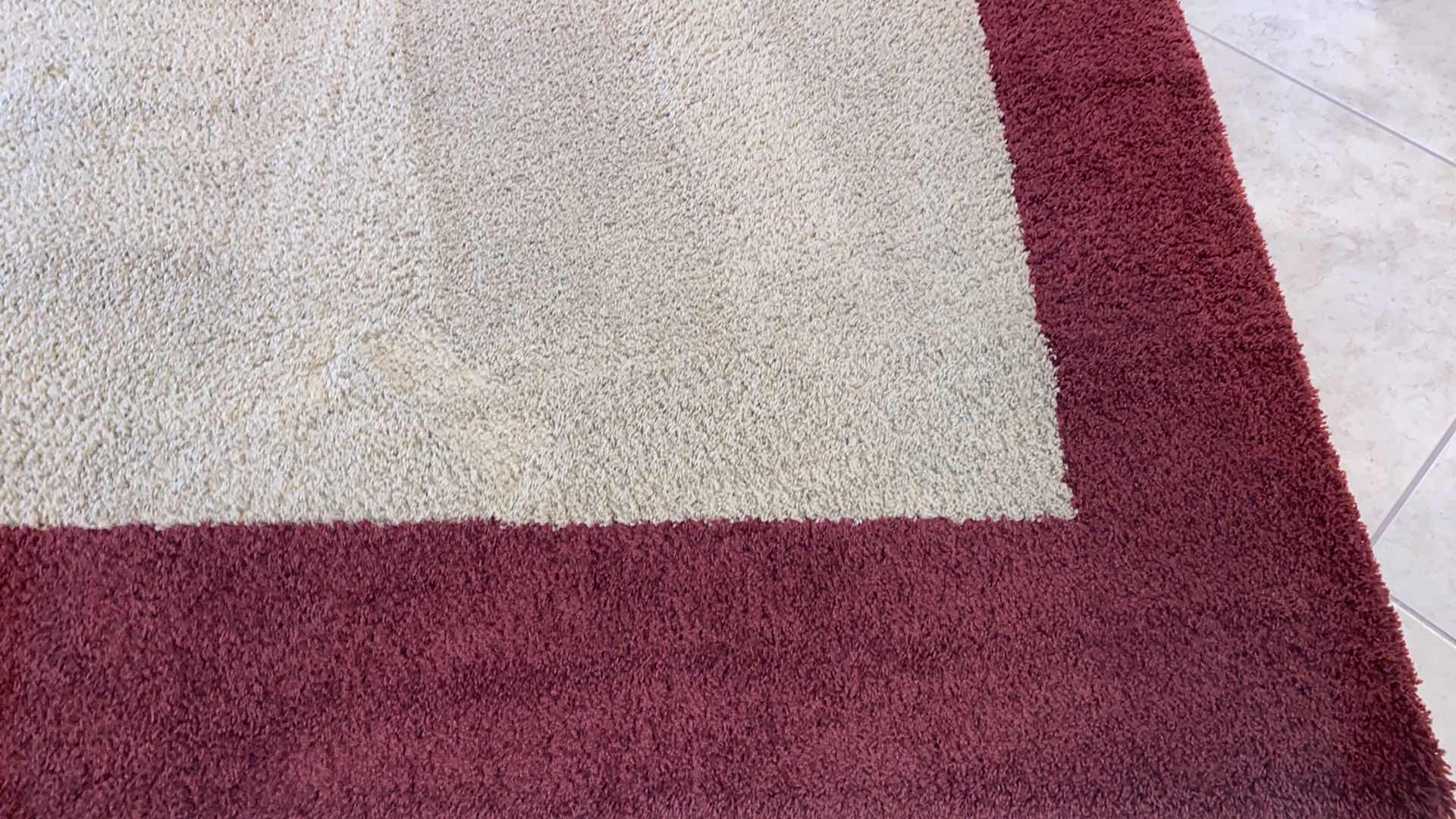 Photo 3 of CUSTOM DUPONT STAINMASTER RED AND TAUPE AREA RUG 8’ X 9’