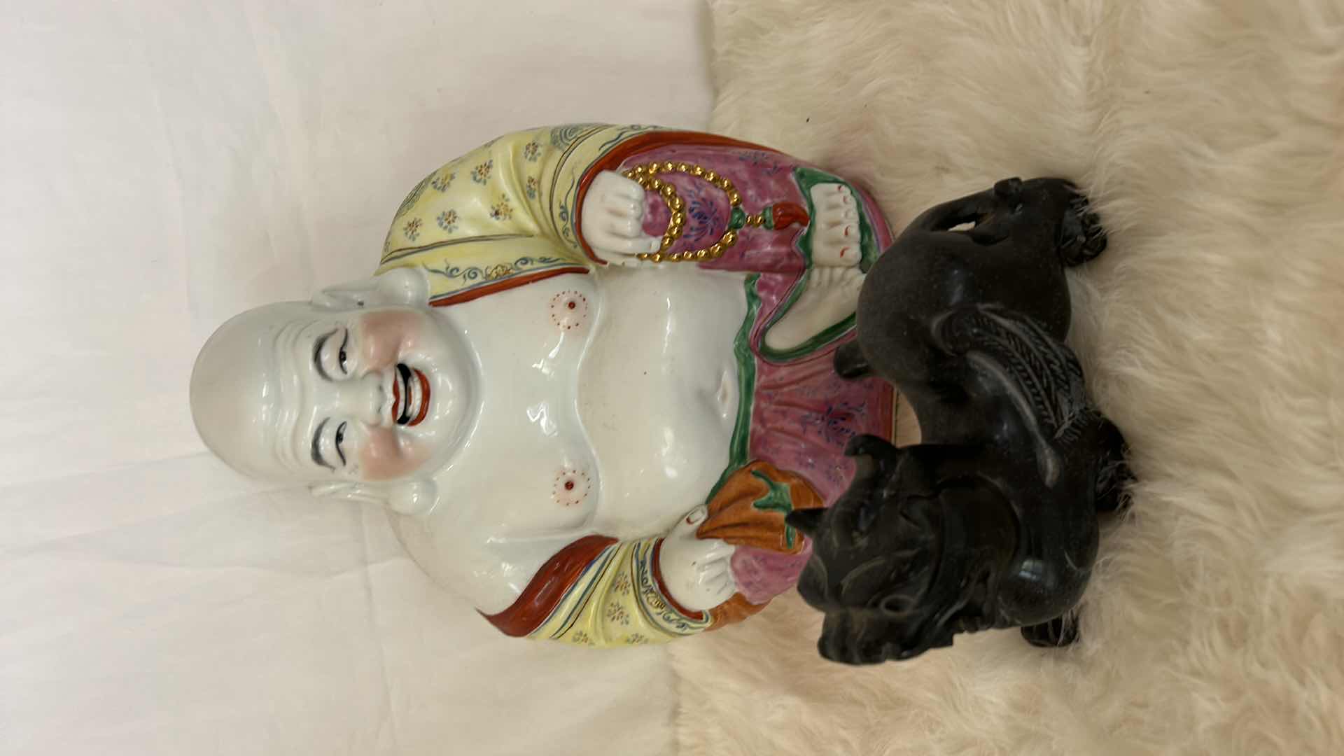 Photo 11 of PORCELAIN BUDDHA AND FOO DOG BOTH STAMPED TALLEST H11”