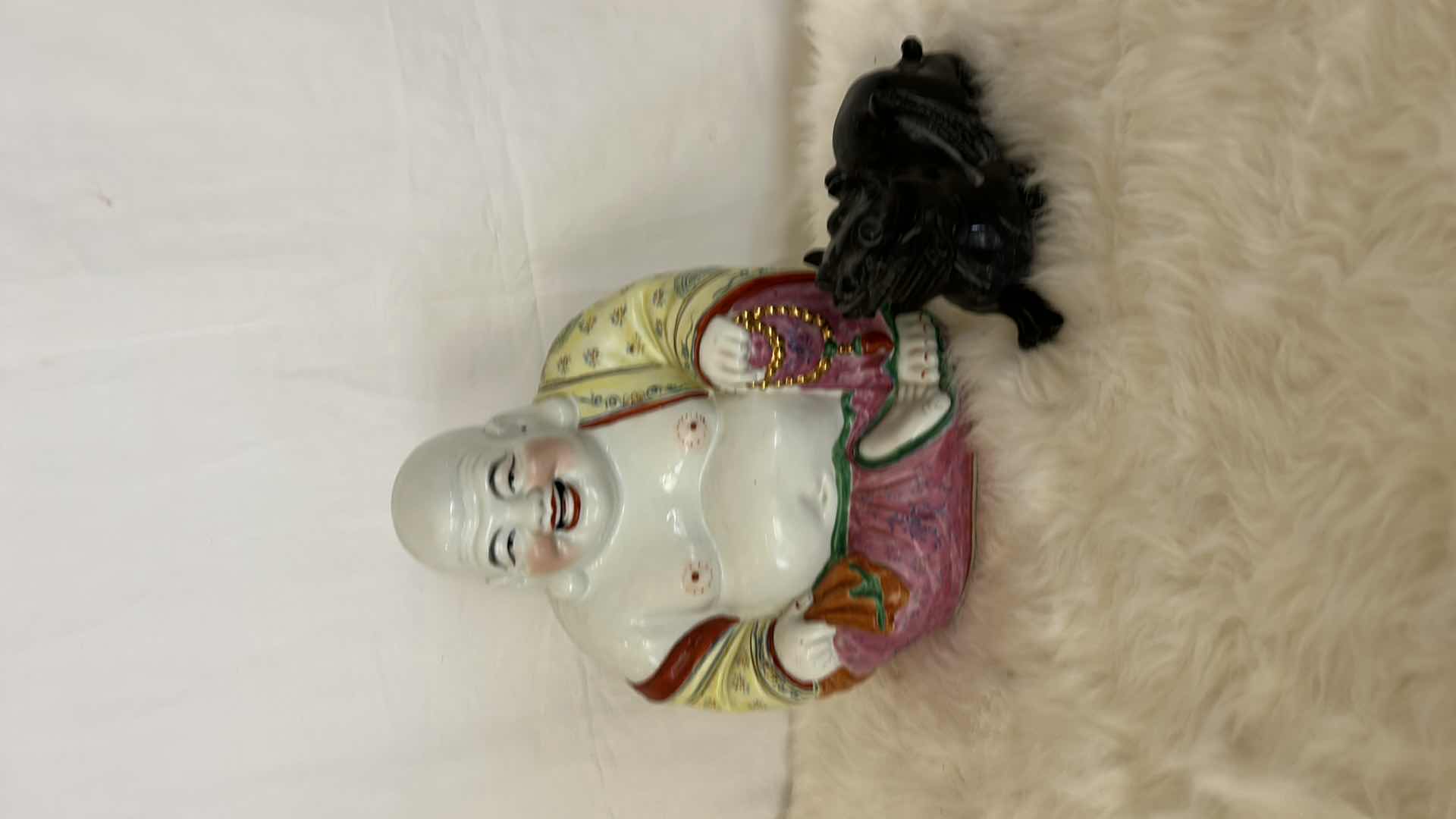 Photo 10 of PORCELAIN BUDDHA AND FOO DOG BOTH STAMPED TALLEST H11”
