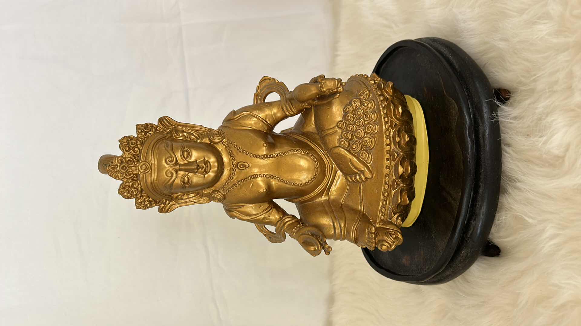 Photo 5 of 3 PC ASIAN DECOR GOLDEN STATUE, FOO DOG AND PORCELAIN GINGER JAR (TALLEST 9.5”)