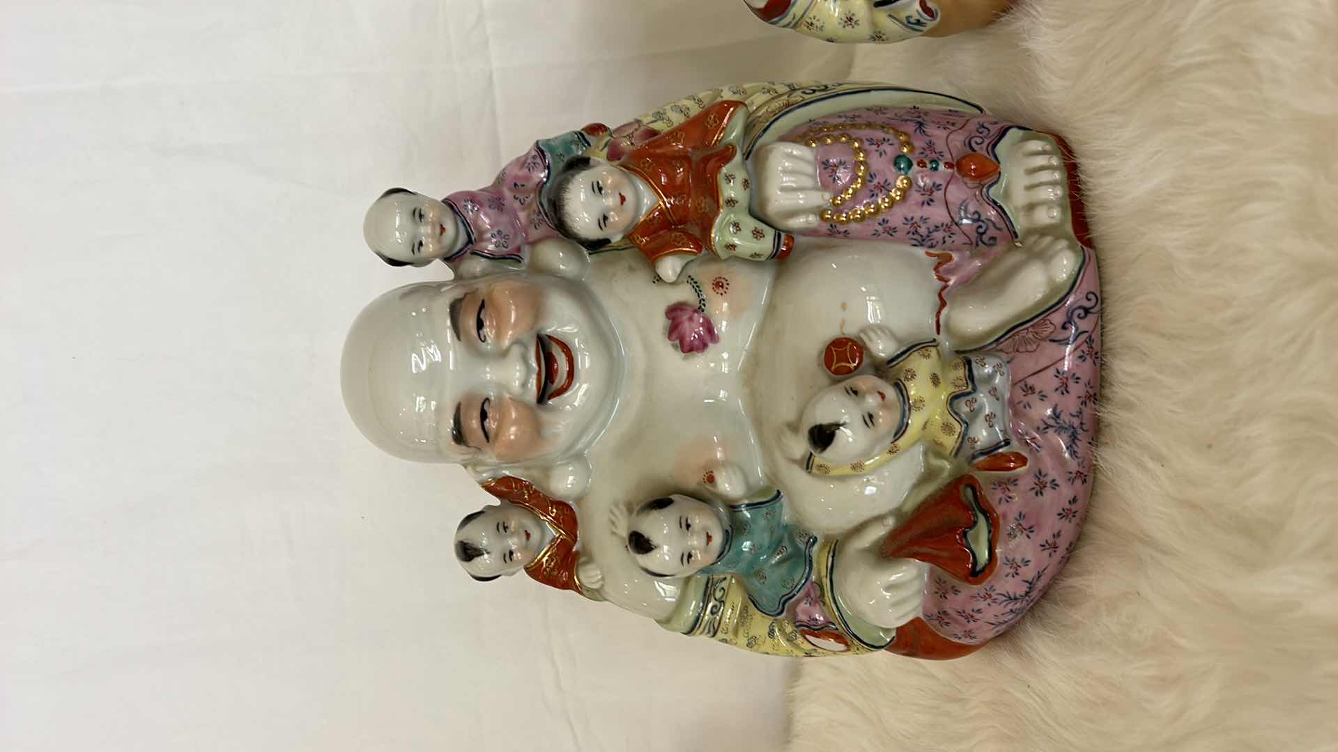 Photo 2 of 4 PORCELAIN LAUGHING BUDDHAS TALLEST 10”