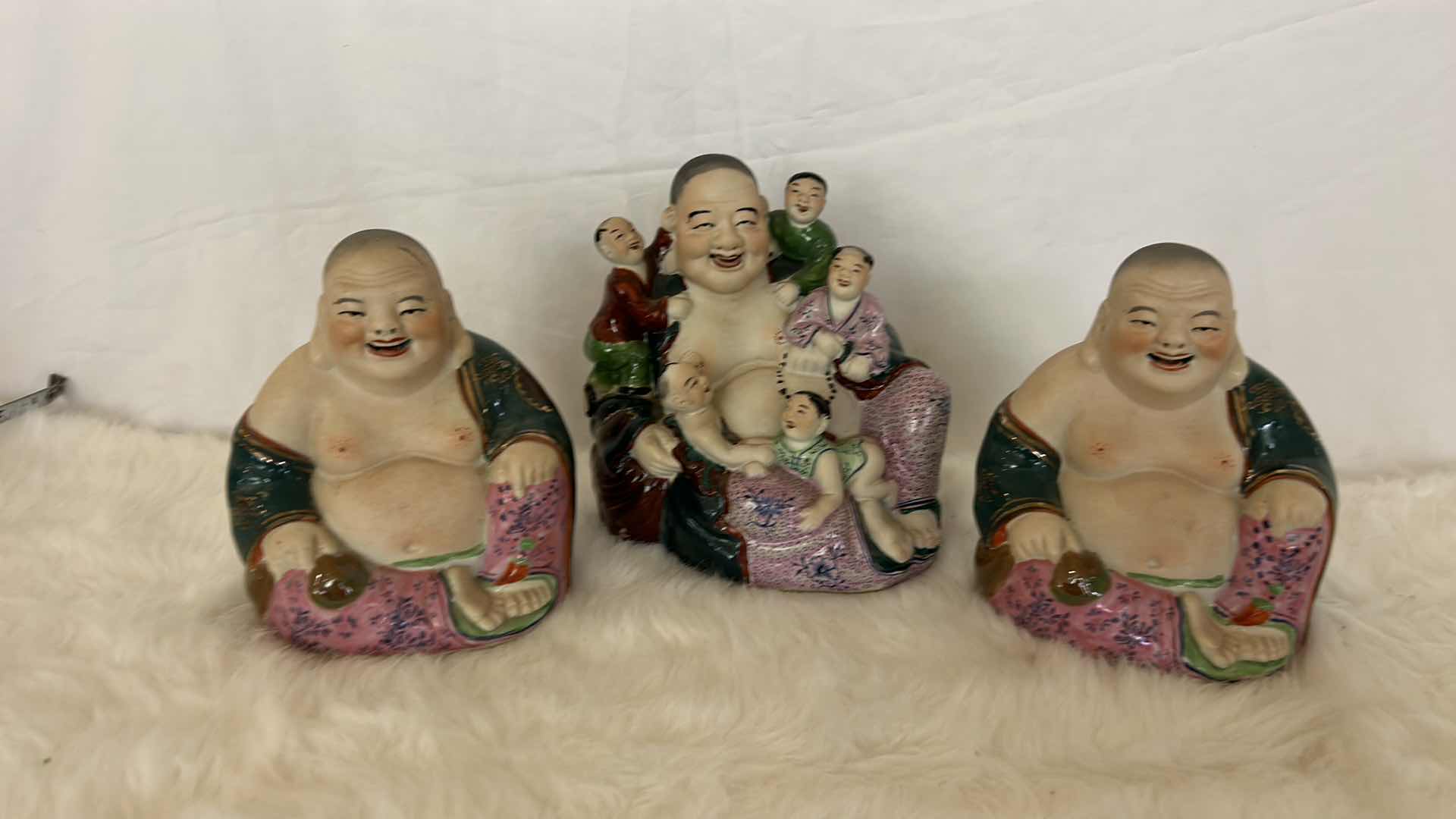 Photo 5 of 3 LAUGHING BUDDAH FIGURINES TALLEST 7.5”