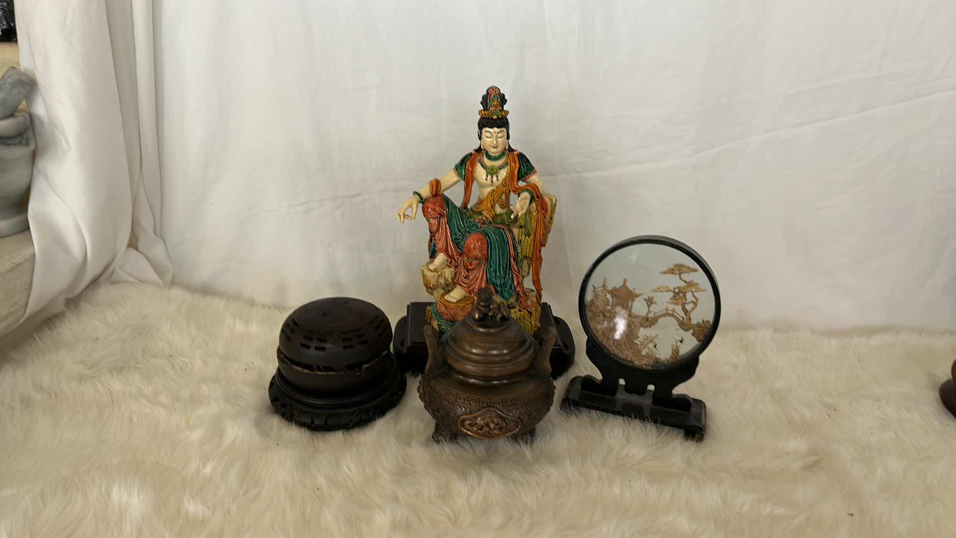 Photo 7 of ASIAN DECOR DIORAMA, PORCELAIN H12”. INCENSE BURNER AND MORE