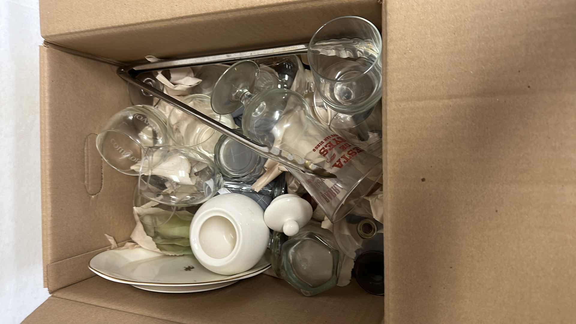 Photo 1 of BOX OF ASSORTED GLASSES