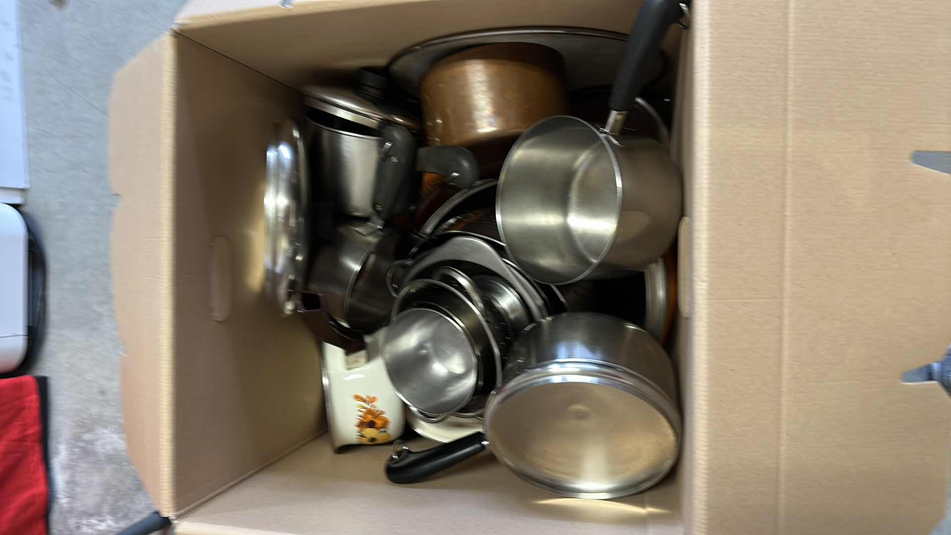 Photo 2 of BOX OF ASSORTED SMALL POTS AND PANS