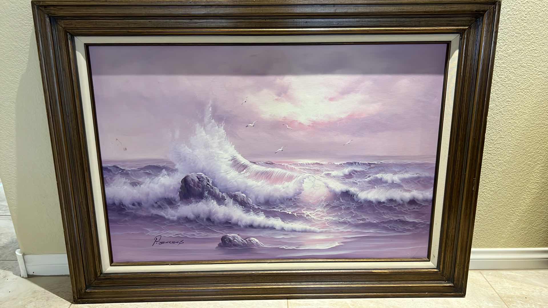 Photo 1 of VINTAGE FRAMED “OCEAN” CANVAS OIL PAINTING 44” x 32”