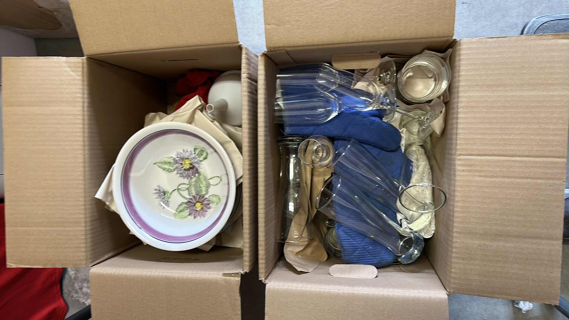 Photo 1 of TWO BOXES OF ASSORTED GLASSES AND DISHES