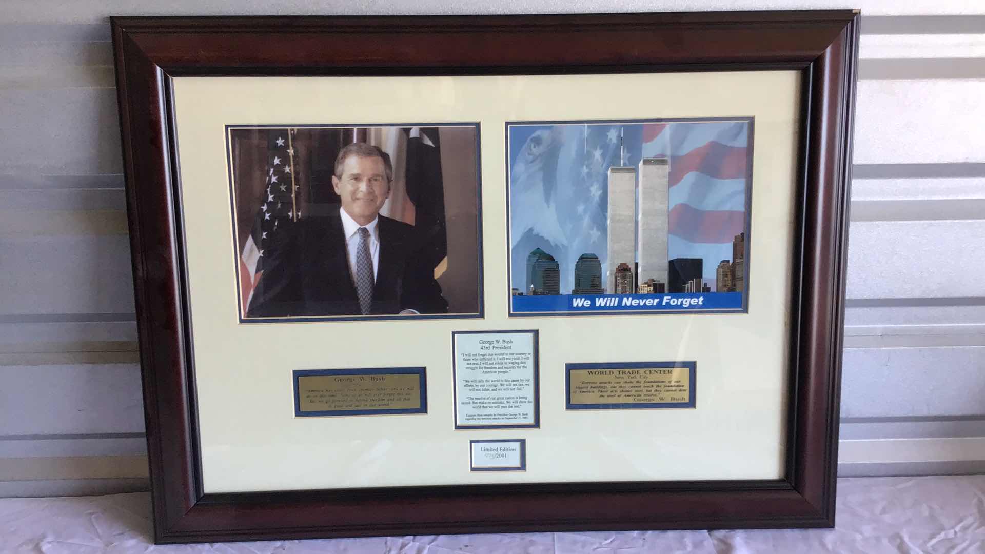Photo 1 of GEORGE W BUSH WORLD TRADE CENTER LIMITED EDITION FRAMED PRINT 573/2001 30” X 22”