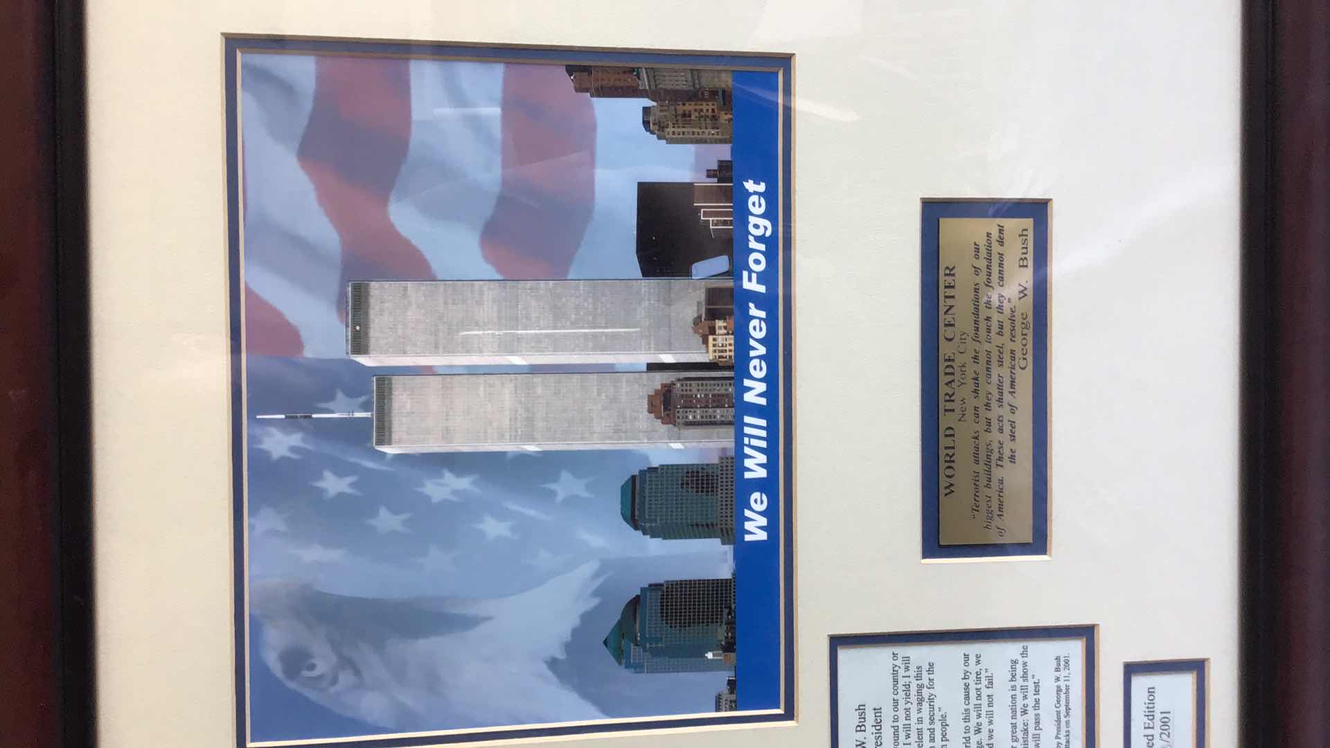 Photo 3 of GEORGE W BUSH WORLD TRADE CENTER LIMITED EDITION FRAMED PRINT 573/2001 30” X 22”