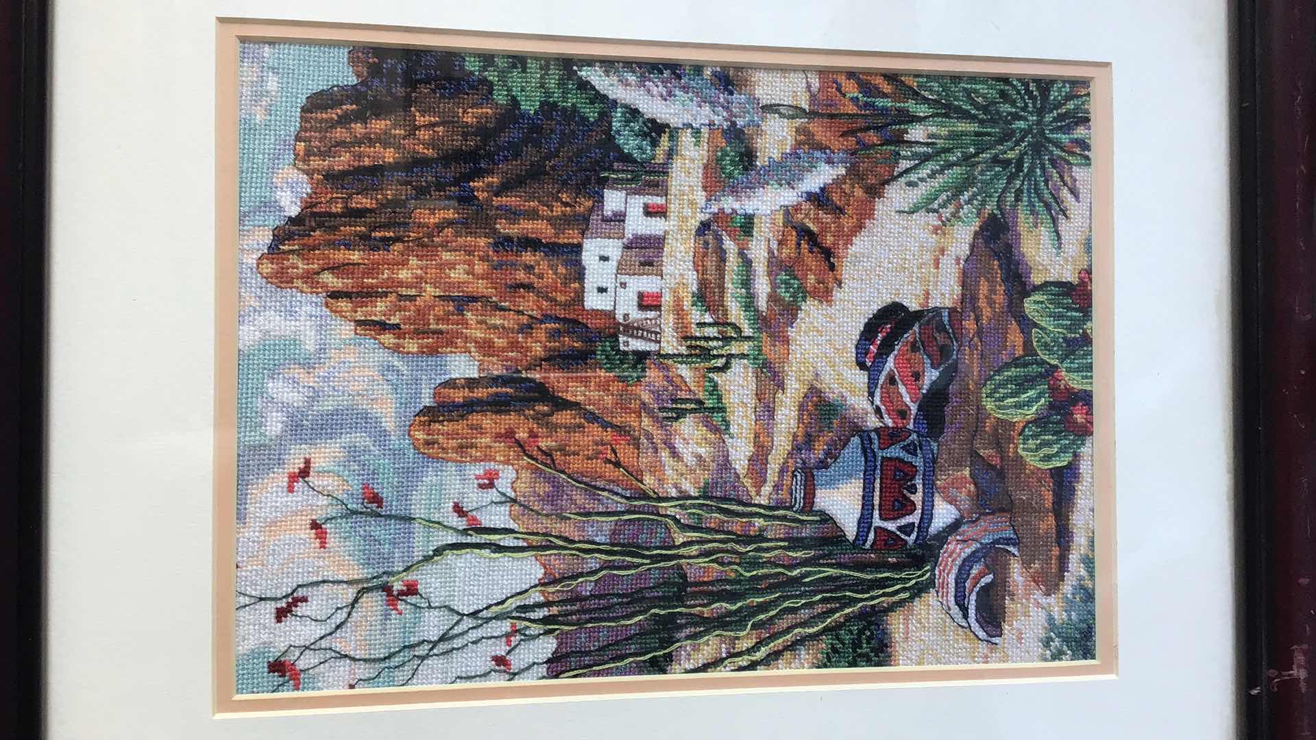 Photo 3 of SOUTHWEST MESA & LIGHT OF PEACE COUNTED CROSS STITCH THOMAS KINKADE NEEDLEPOINTS FRAMED 18” X 15”