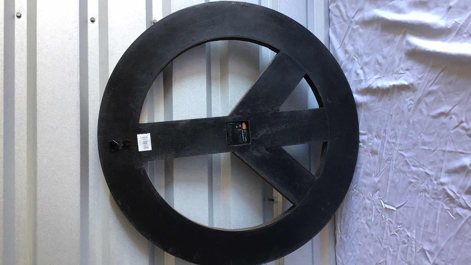 Photo 2 of WOODEN PEACE SIGN WALL CLOCK 26” DIAMETER