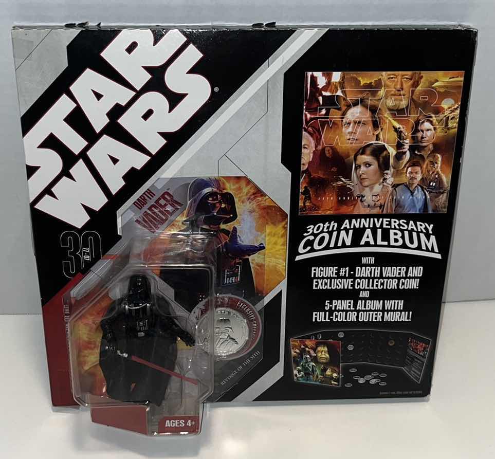 Photo 2 of NEW HASBRO STAR WARS 30TH ANNIVERSARY COIN ALBUM W DARTH VADAR & EXCLUSIVE COLLECTOR COIN & 5-PANEL ALBUM W FULL COLOR OUTER MURAL