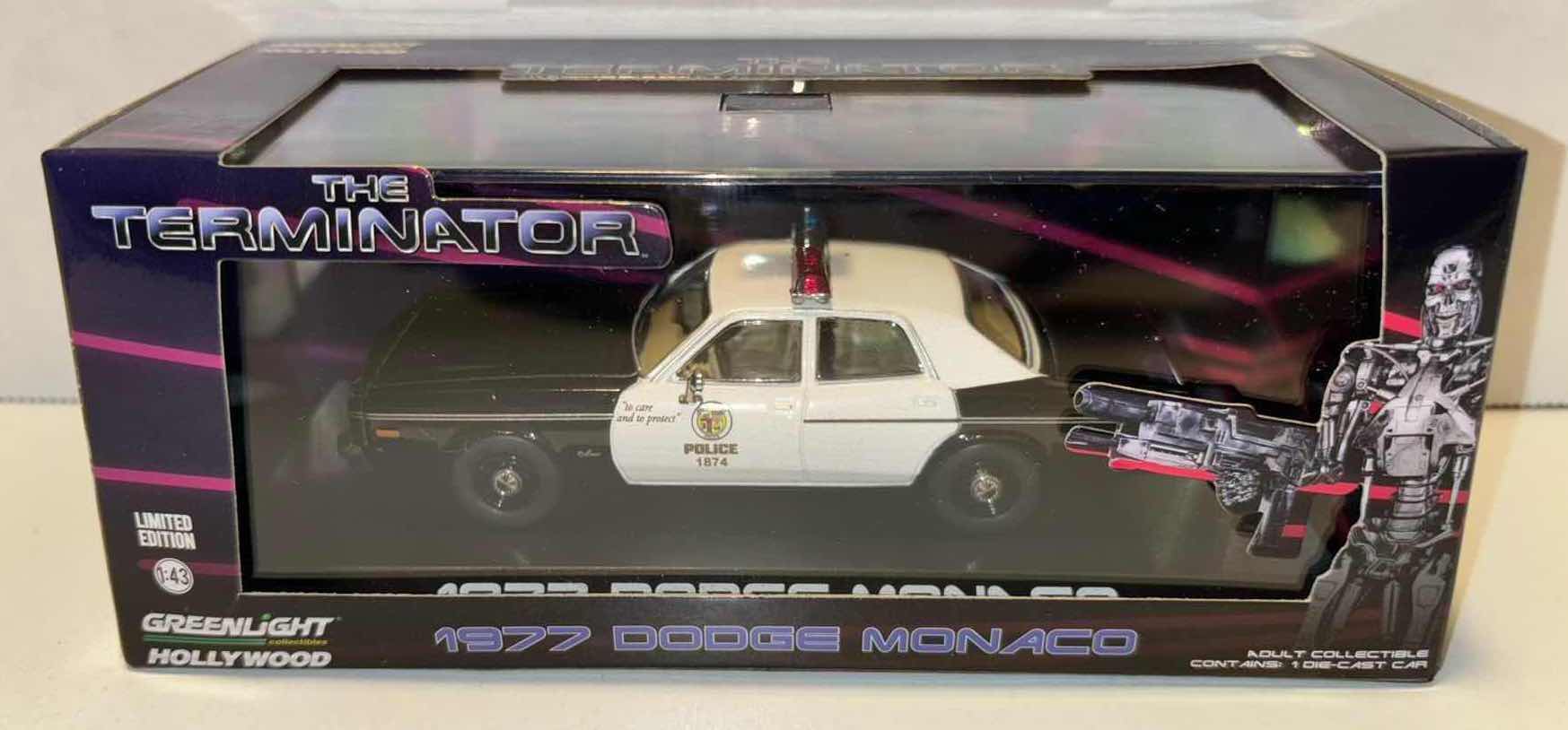 Photo 1 of NEW GREENLIGHT COLLECTIBLES HOLLYWOOD DIE-CAST CAR, THE TERMINATOR 1977 DODGE MONACO