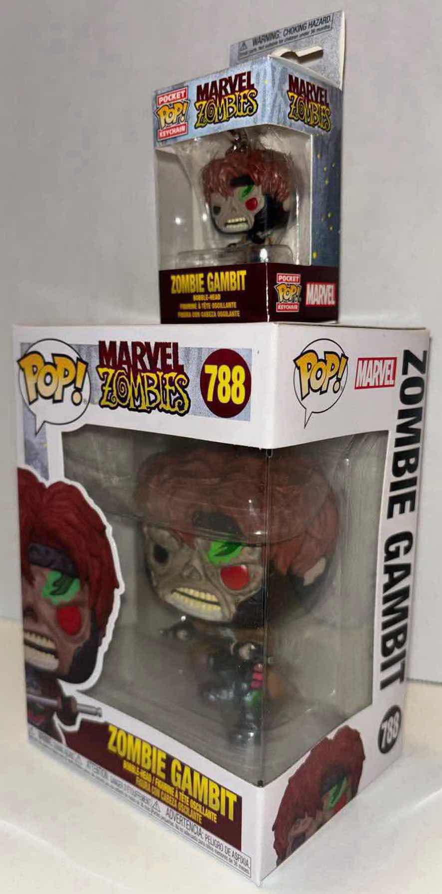 Photo 1 of NEW FUNKO POP! MARVEL ZOMBIES BOBBLEHEAD FIGURE, #788 ZOMBIE GAMBIT & ZOMBIE GAMBIT POCKET POP KEYCHAIN