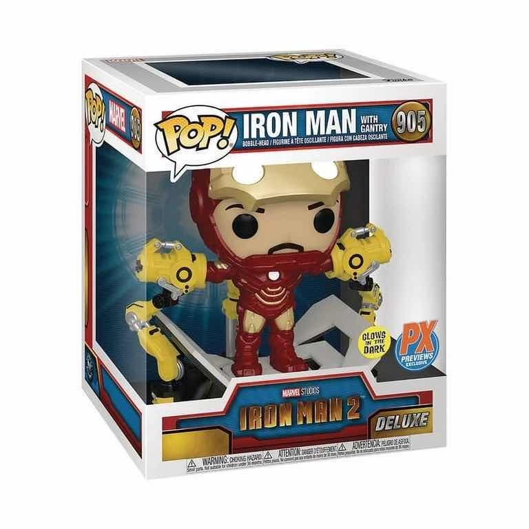 Photo 2 of NEW FUNKO POP! MARVEL STUDIOS IRON MAN 2 GLOW IN THE DARK DELUXE BOBBLEHEAD, #905 “IRON MAN W GANTRY”