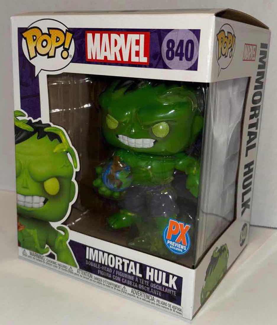 Photo 2 of NEW FUNKO POP! DELUXE 6” MARVEL BOBBLEHEAD FIGURE, #840 IMMORTAL HULK (PX PREVIEWS EXCLUSIVE)