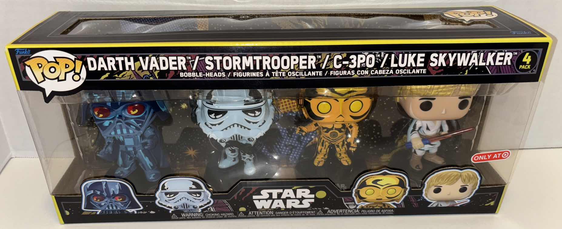 Photo 2 of NEW FUNKO POP! DELUXE 4-PACK STAR WARS BOBBLEHEAD FIGURINES, #456 DARTH VADER/#455 STORMTROOPER/#454 C-3PO/#453 LUKE SKYWALKER (TARGET EXCLUSIVE)