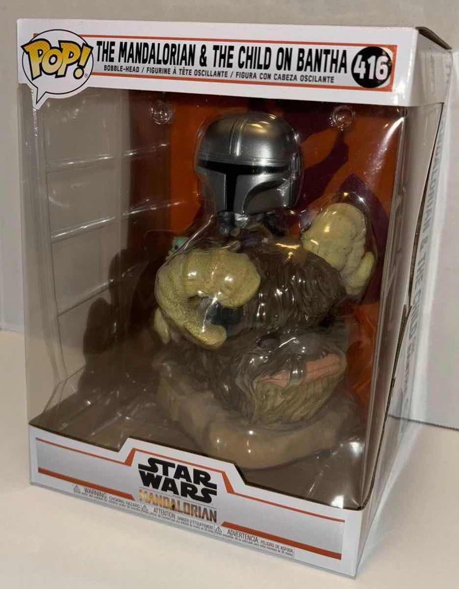 Photo 3 of $40 NEW FUNKO POP! DELUXE STAR WARS THE MANDALORIAN BOBBLEHEAD FIGURE, #416 “THE MANDALORIAN & THE CHILD ON BANTHA”