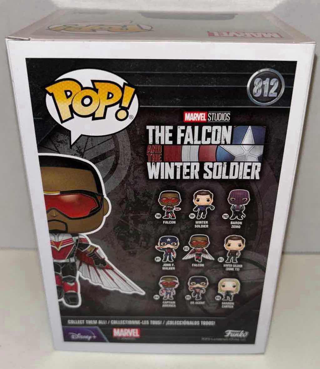 Photo 4 of NEW FUNKO POP! MARVEL STUDIOS VINYL BOBBLEHEAD, THE FALCON AND THE WINTER SOLDIER #812 FALCON