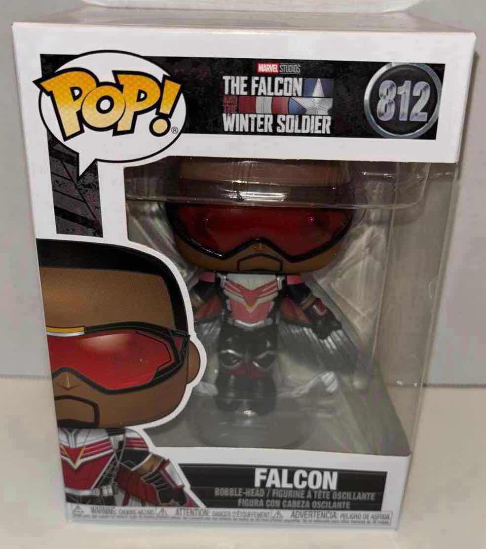 Photo 2 of NEW FUNKO POP! MARVEL STUDIOS VINYL BOBBLEHEAD, THE FALCON AND THE WINTER SOLDIER #812 FALCON