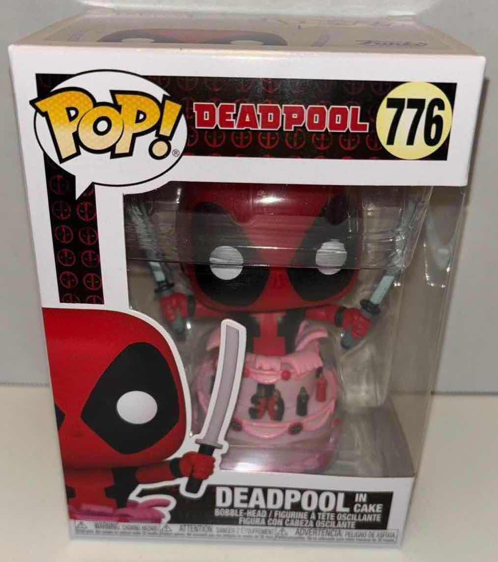 Photo 2 of NEW FUNKO POP! DEADPOOL VINYL BOBBLEHEAD, #776 30TH ANNIVERSARY DEADPOOL IN CAKE