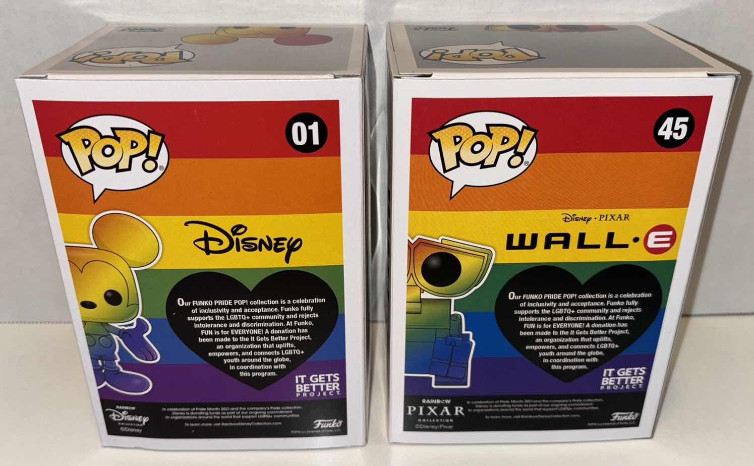 Photo 4 of NEW FUNKO POP! DISNEY/PIXAR PRIDE VINYL FIGURE 2-PACK, #01 MICKEY MOUSE & #45 WALL-E