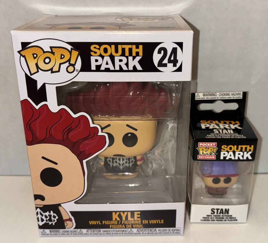 Photo 1 of NEW FUNKO POP! SOUTH PARK VINYL FIGURE & POCKET POP! KEYCHAIN 2-PACK, #24 KYLE & STAN KEYCHAIN